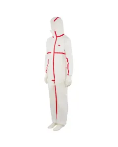 3M - 4565L - Disposable Coverall, L, Size 38-40, White/Red, 3M