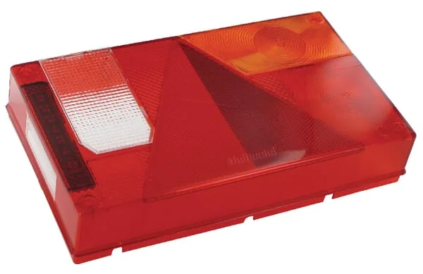 Aspöck - 188452107 - Light Lens, Red/Transparent/Amber, Rectangular Rear/Right Aspöck