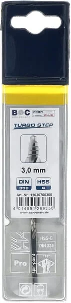 Bohrcraft - 12020700300 - Drill 3.0 mm HSS-DIN 338-G Turbo Step