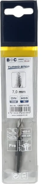 Bohrcraft - 12020700700 - Drill 7.0 mm HSS-DIN 338-G Turbo Step