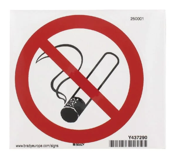 Brady - WB250001L - Sticker Prohibition Sign No Smoking Diameter 100mm Brady