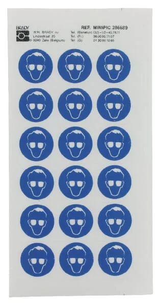 Brady - WB286689 - Sticker Mandatory Sign PPE Eye Protection Diameter 24mm Brady