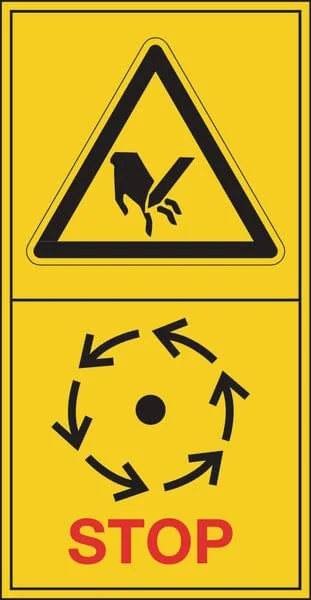 Brady - WB804010 - Sticker Warning Sign Machinery Rotating Cutting Surfaces 50x96mm Brady