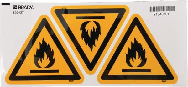 Brady - WB829427 - Sticker Warning Sign Fire Risk 100x100mm Brady
