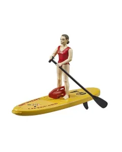 Bruder - U62785 - Life Guard with Stand Up Paddle Board, Bworld