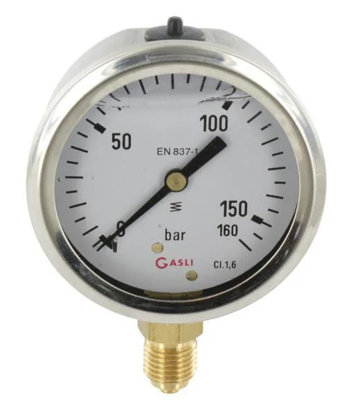 ET - MA63160L04SSGF - Pressure Gauge Diameter 63 0-160bar 1/4" Bottom