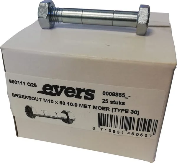 Evers - 990111Q25 - Shear Bolt With Nut (25 Pcs) M10x63 10.9 Type 30