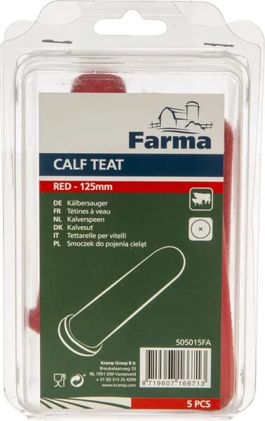 Farma - 505015FA - Calf Teat Super, X-Cut, Red, 5 Pieces