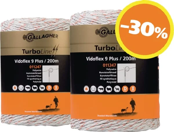 Gallagher - 069316GAL - Polywire, Duopack Vidoflex 9 200m White