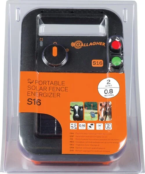 Gallagher - 341316GAL - Electric Fence Energiser Solar S16