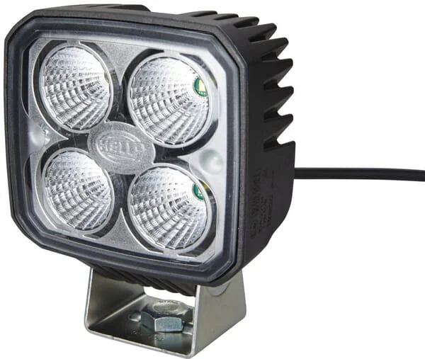 Hella - 1GA996284012 - Work Light LED, 1000LM, Square, 12/24V, White, Clamp, Spot Beam, 4 LEDs