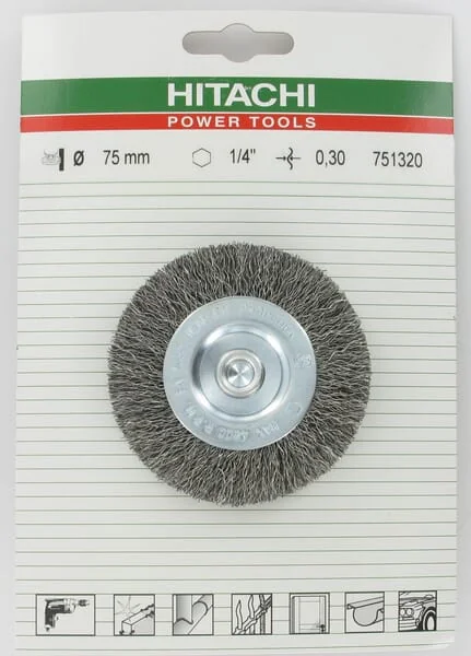 Hikoki - 751320 - Round Brush 75 mm x 0.3, Wavy Wire