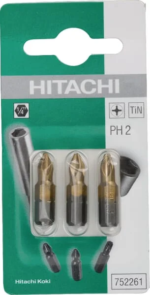 Hikoki - 752261 - Bits 1/4 Ph 2-25mm Tin 3x