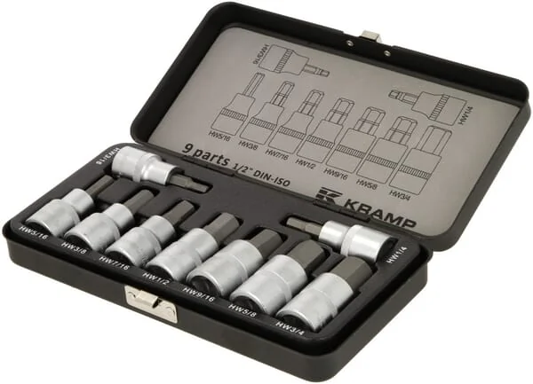 Kramp - 18049240093KR - Hexagon Socket Set 1/2", 9 pcs, Imperial