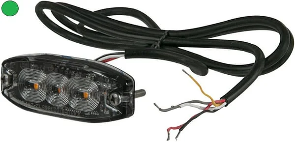 Kramp - LA20073G - Flashing Warning LED Light, Rectangular, 10/30V, Green, 82x30x9mm, 3 LEDs