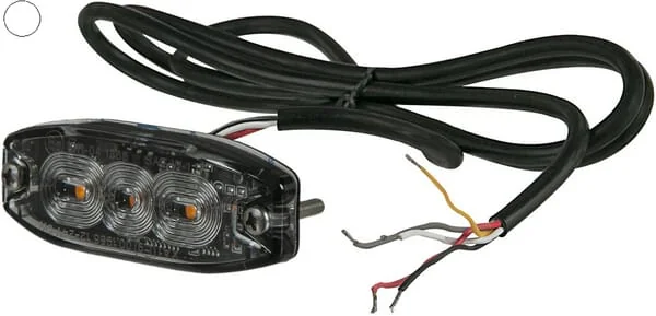 Kramp - LA20073W - Flashing Warning Light LED, Rectangular, 10/30V, White, 82x30x9mm, 3 LEDs