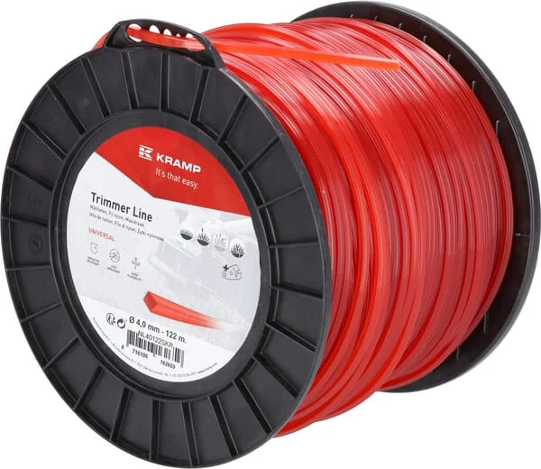 Kramp - NL40122SKR - Trimmer Line Diameter 4 mm 122 m With Square Profile, Red, Kramp