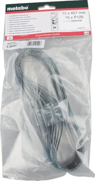Metabo - 626351000MET - 10 Abrasive Belts 13x457 MM, P120, ZK, BFE