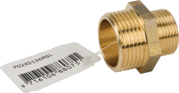 MZ - FG245134MSL - Brass Nipple 2xM 1" x 3/4"