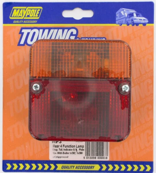 Non Branded - TOR4501 - Rear Light Square, Amber/Red, Bolt On