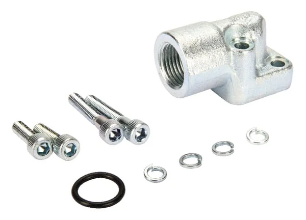 OMT - 1GQ08STLB - Flange Angled Steel 1/2 bsp 2 x Bold M6x25/40