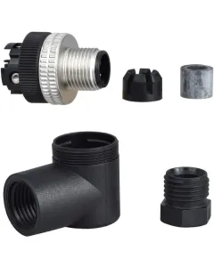 Schneider Electric - XZCC12MCM40B - M12 Connector, Male, Right Angle, 4P