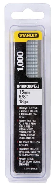 Stanley - 1SWKBN0625T - Nail 15mm Type J - 1000 Pieces