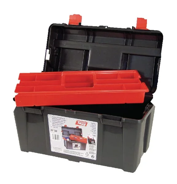 Tayg - 130007TAY - Toolbox 235x445x230mm, Black/Red Polypropylene, 2 Compartments, 30