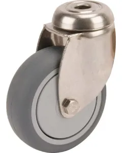 Tente - 7470PJH050P3011 - Swivel Castor Rubber Stainless Steel Bolt Hole Mounting