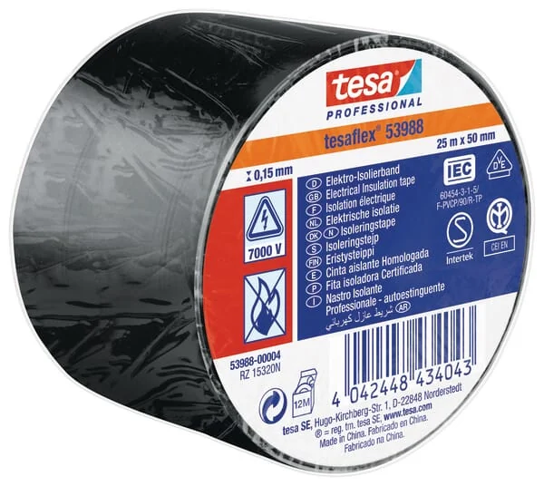 TESA - T539880000400 - Insulation Tape, Black, 25m x 50mm TESA Flex®