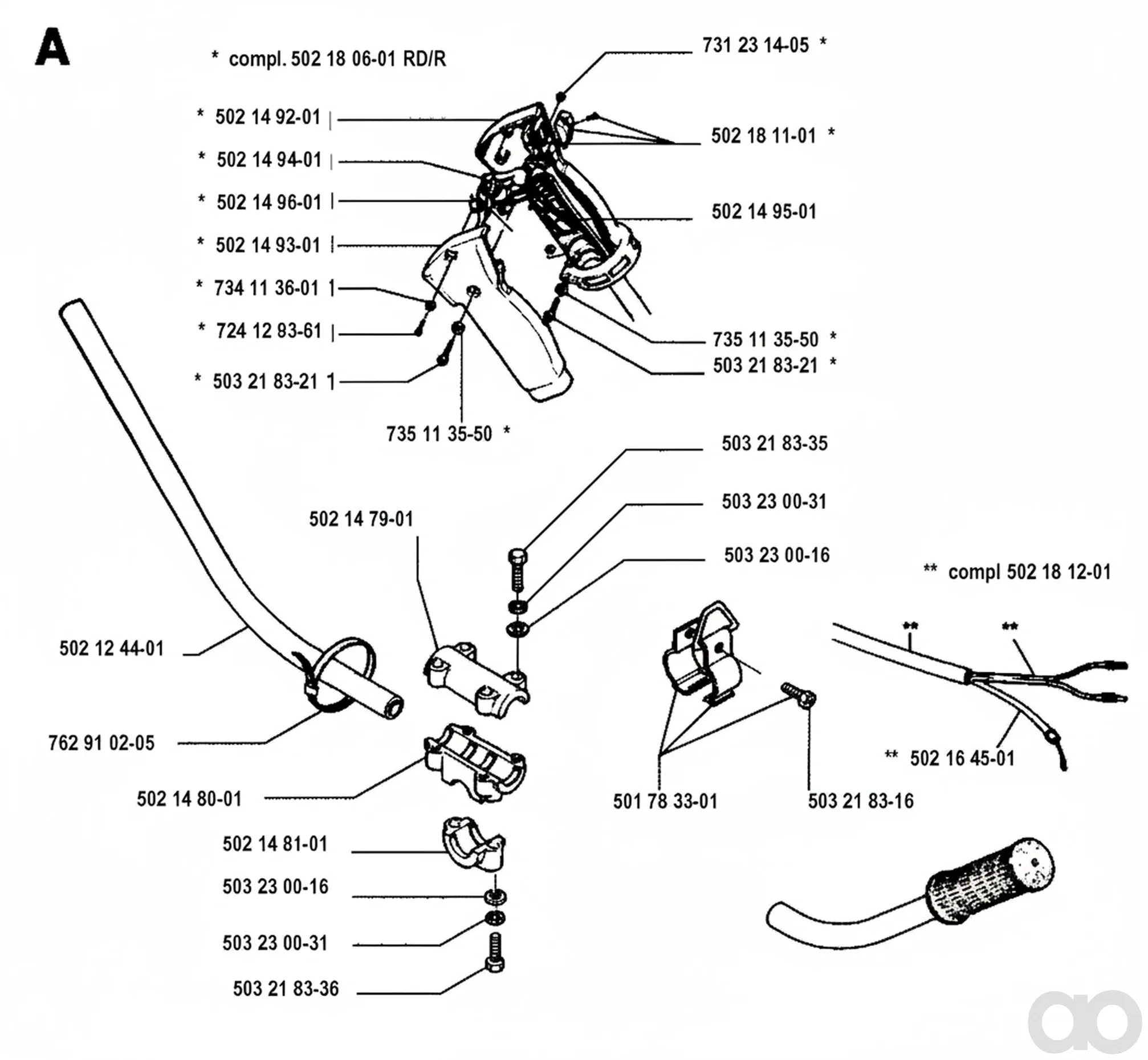 Husqvarna - 502180601 - Throttle Handle Assy (RD/R)