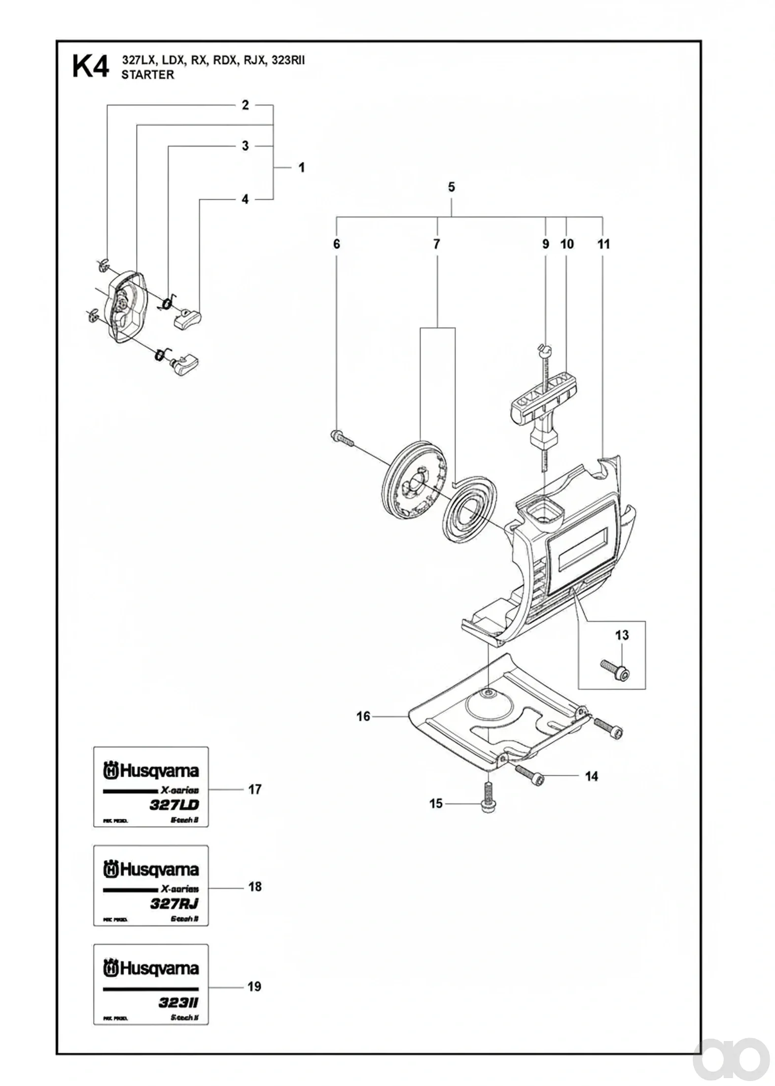 Husqvarna - 503852807 - Starter Assembly (Captive Screws)
