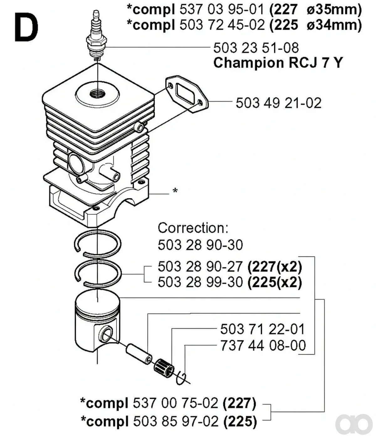 Husqvarna - 503859702 - Piston Assembly (225)
