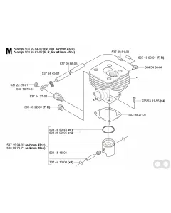 Husqvarna - 503907371 - Piston Assembly (2mm 45cc)