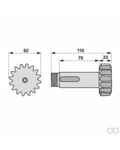 Krone - 00416406 - Pinion Shaft 16T, Crown 15 Prillinger