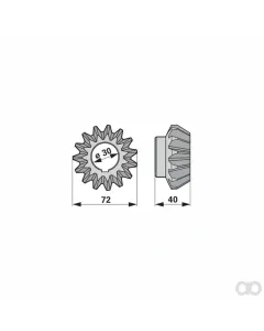 Krone - 00453509 - Bevel Gear 15T, Crown 261 0 Prillinger