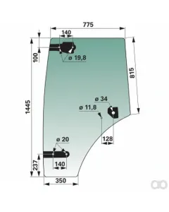 Prillinger - 00114453 - Door Window Left, Green Tinted