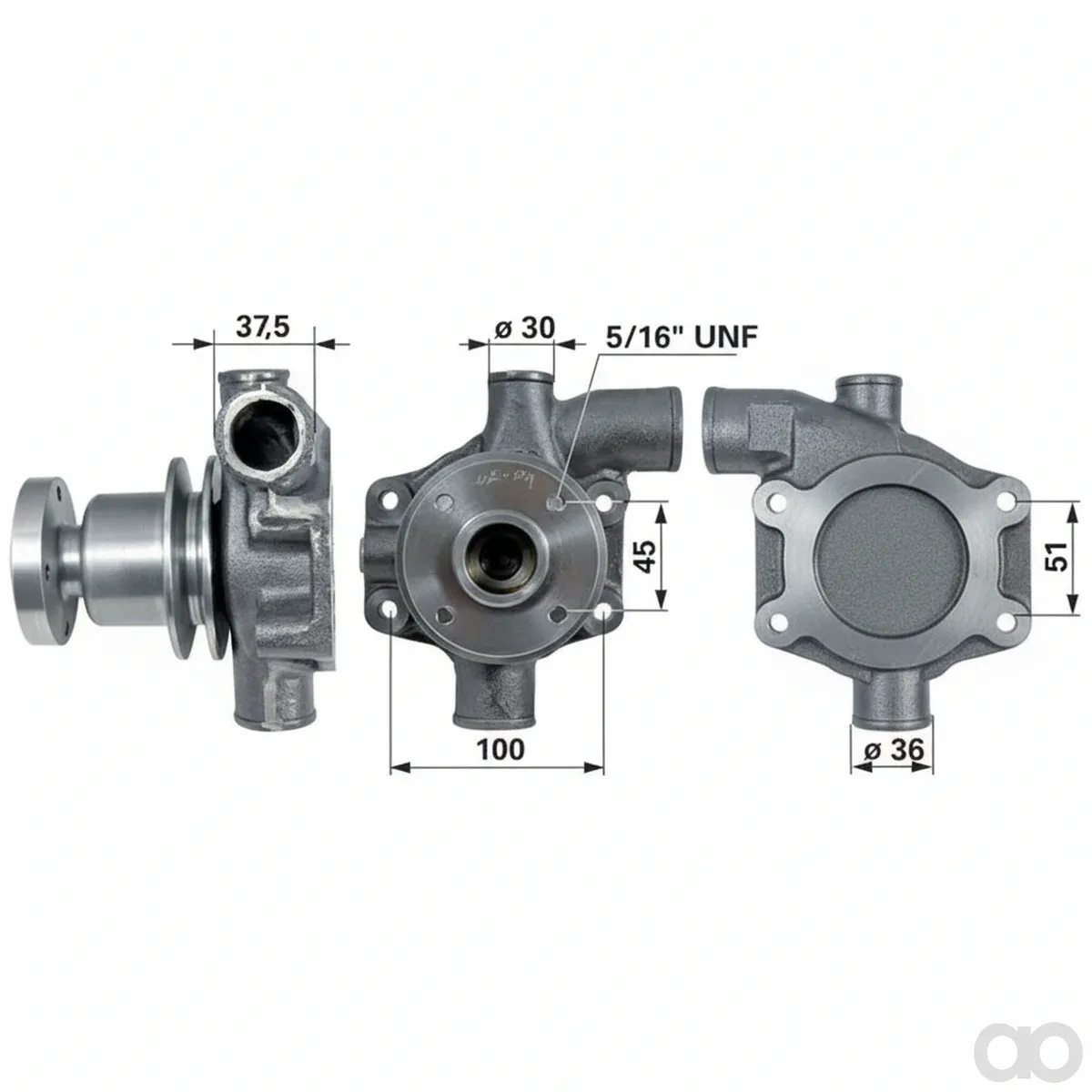 Prillinger - 00128315 - Water Pump with Gasket for New Holland