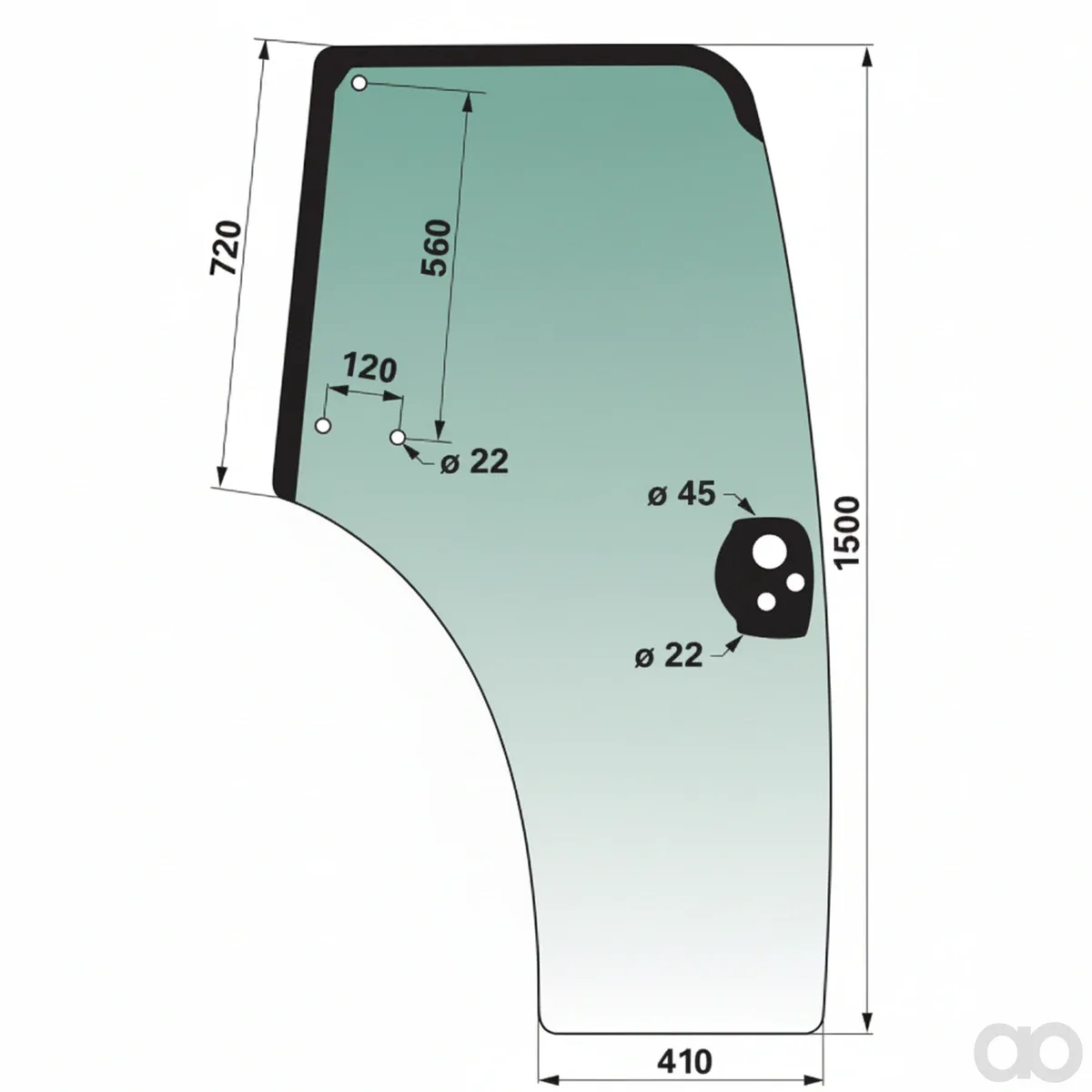 Prillinger - 00154110 - Door Window Right Color Green G