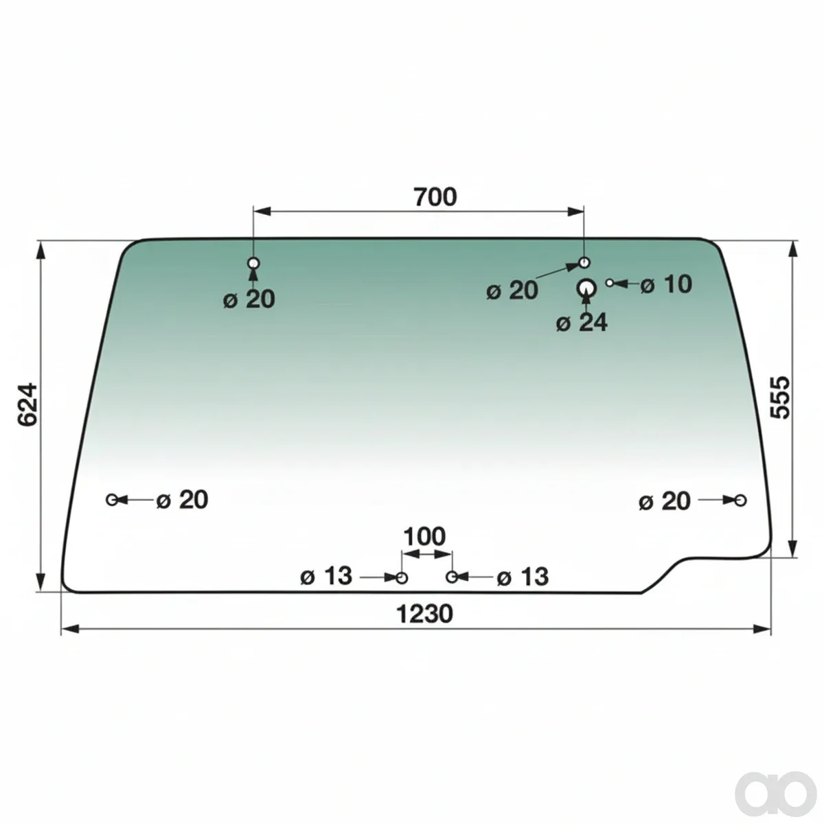 Prillinger - 00154418 - Rear Pane Color Green Tinted