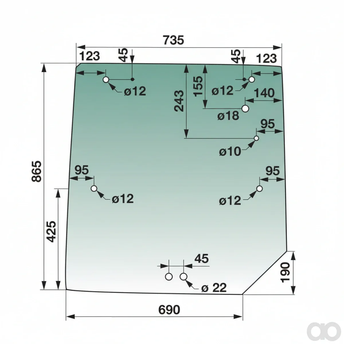 Prillinger - 00154707 - Rear Pane Color Green Tinted