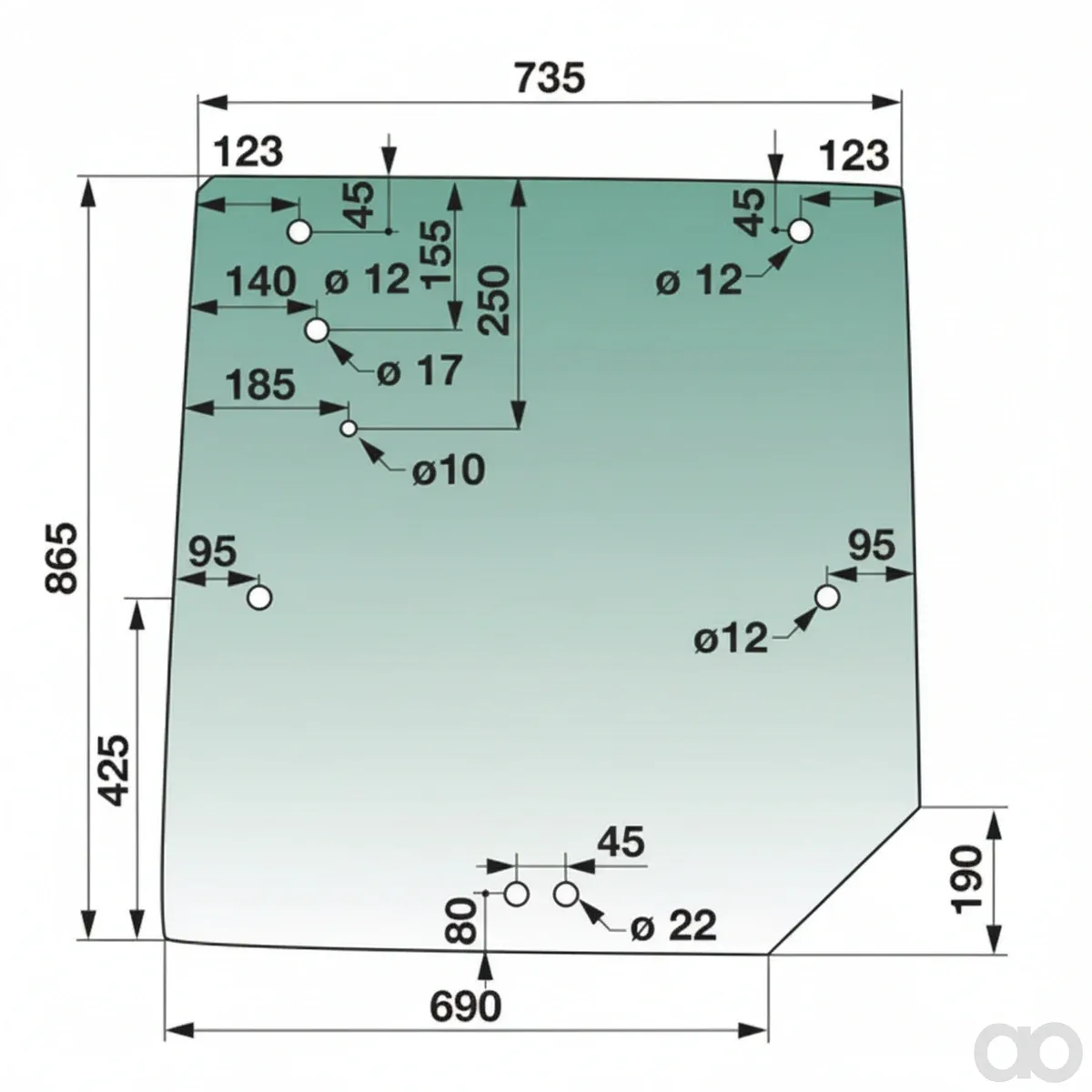 Prillinger - 00154708 - Rear Pane Color Green Tinted