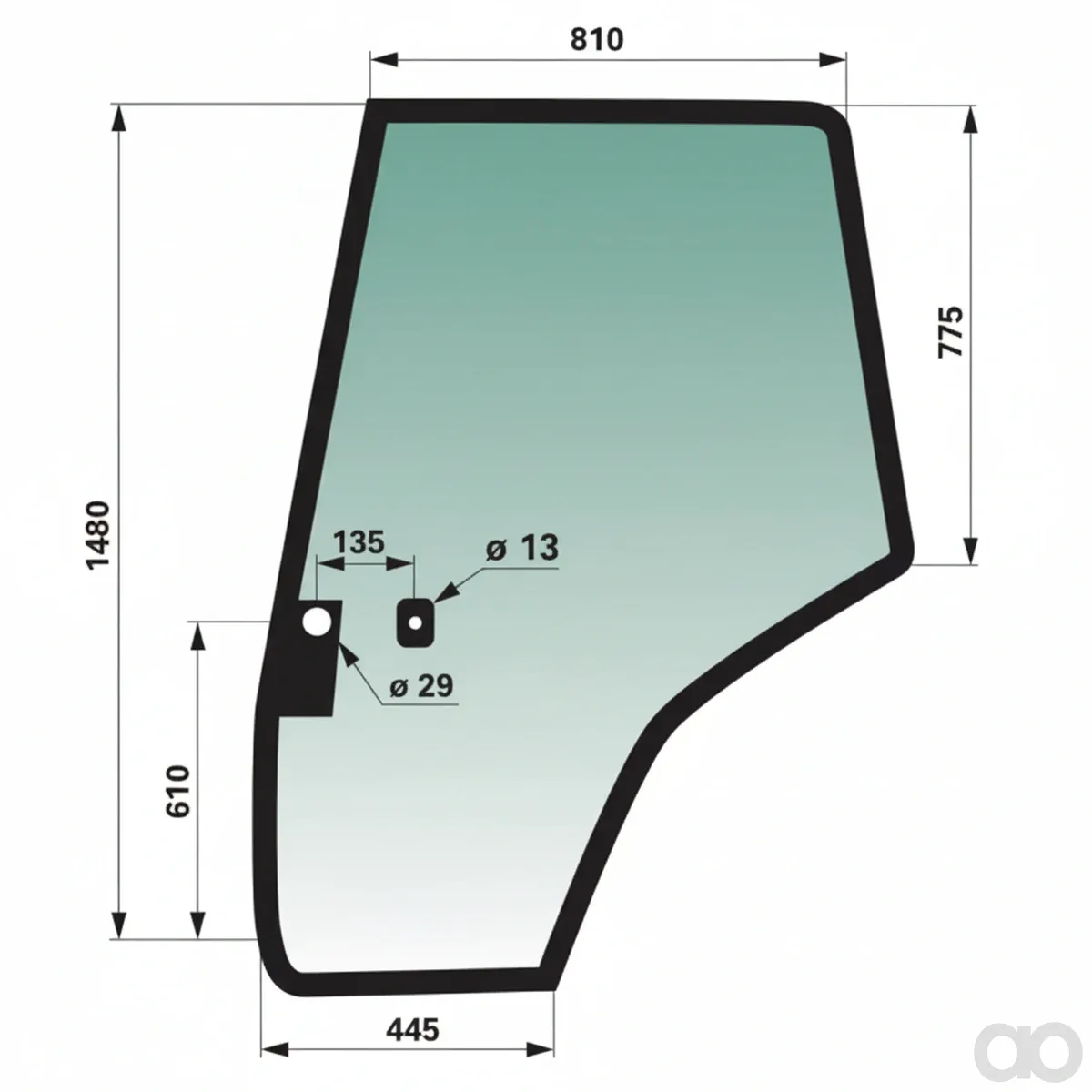 Prillinger - 00154763 - Left Door Pane Color Green Ge