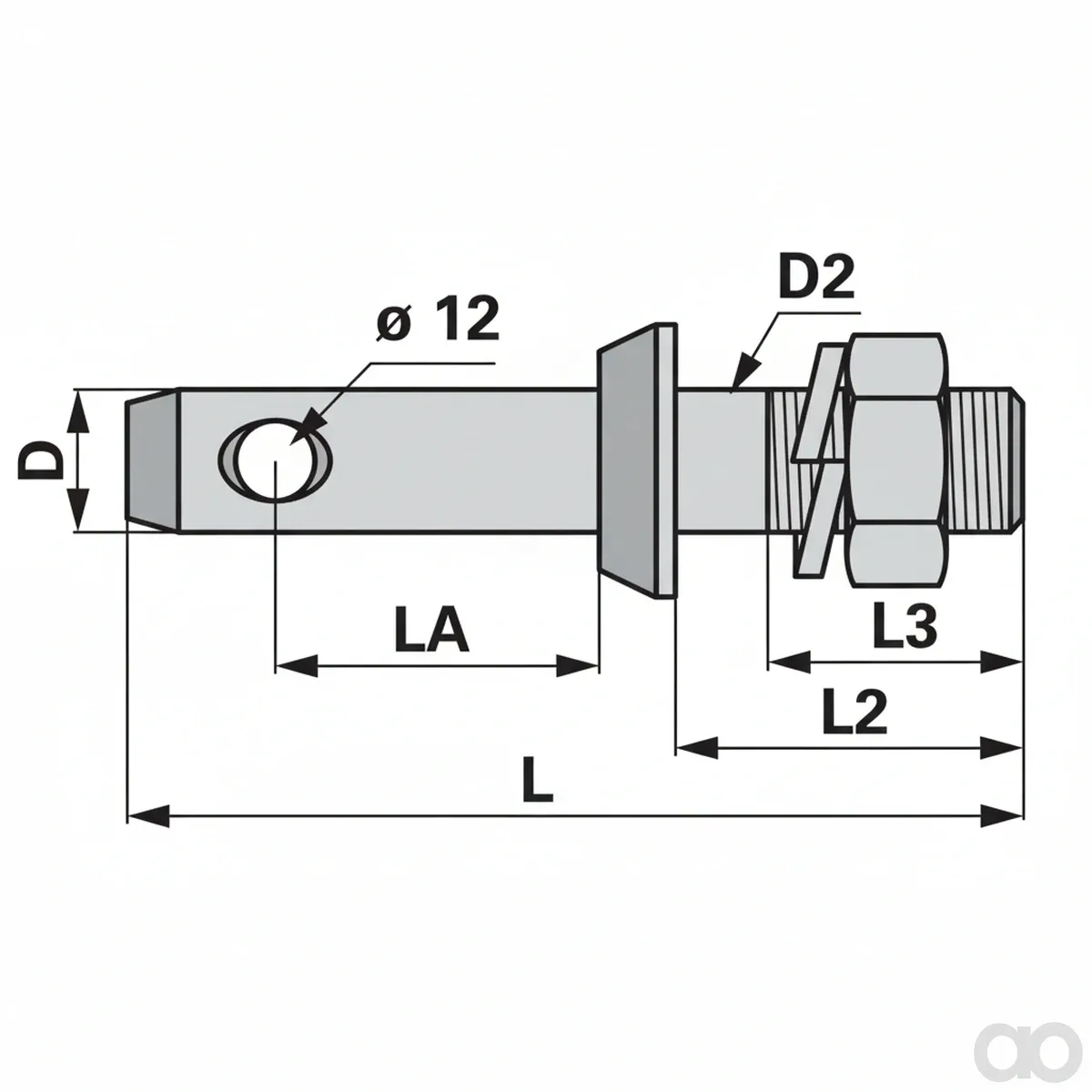 Prillinger - 00161754 - Lower Link Bolt M22x1.5 22 m