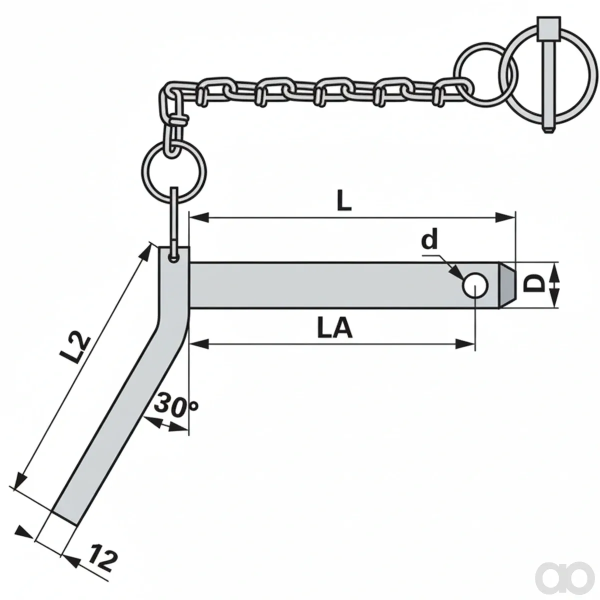 Prillinger - 00161760 - Bolt with Handle Diameter 22 mm Length