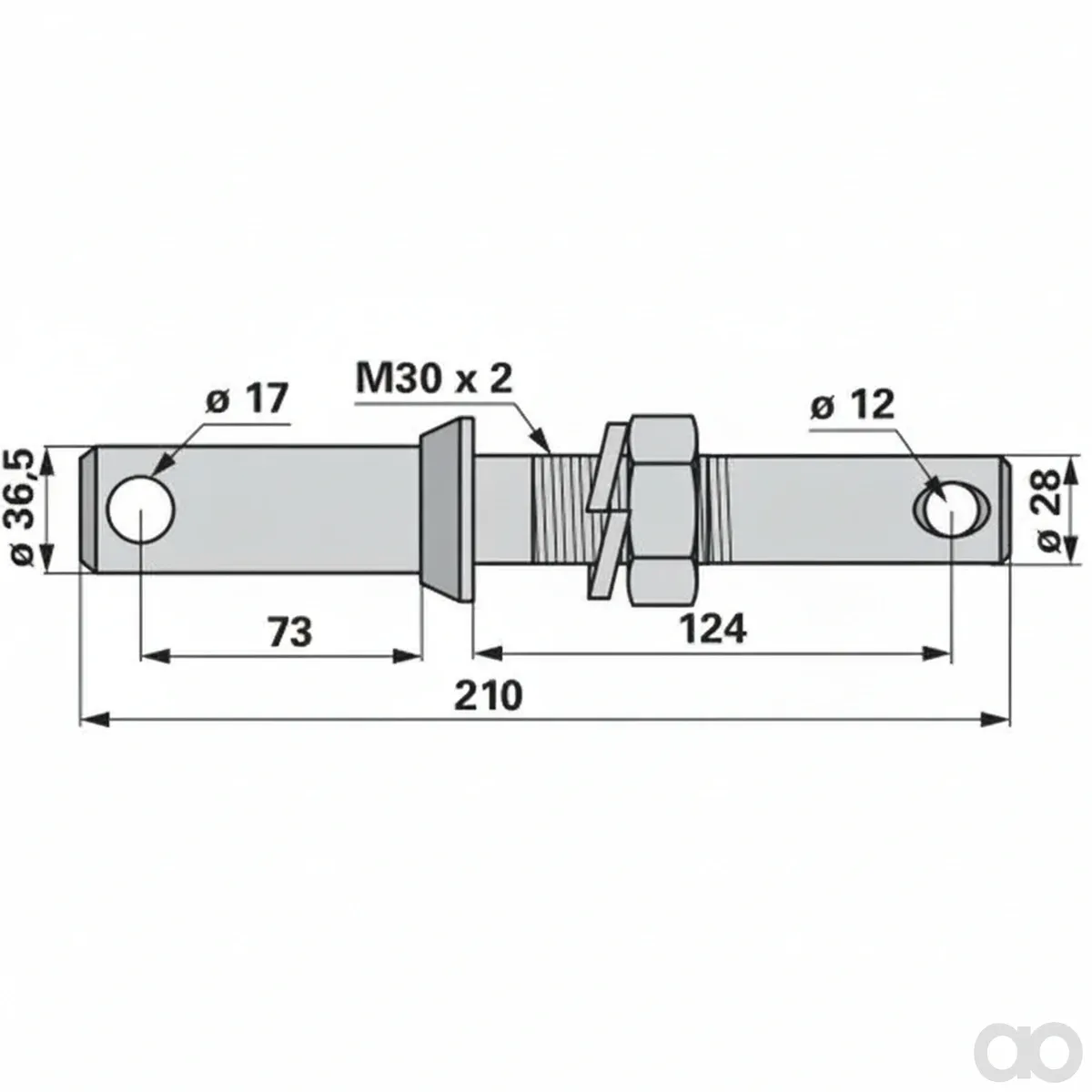 Prillinger - 00161874 - Flange Bolt M30x2 Cat.2/3 210 m
