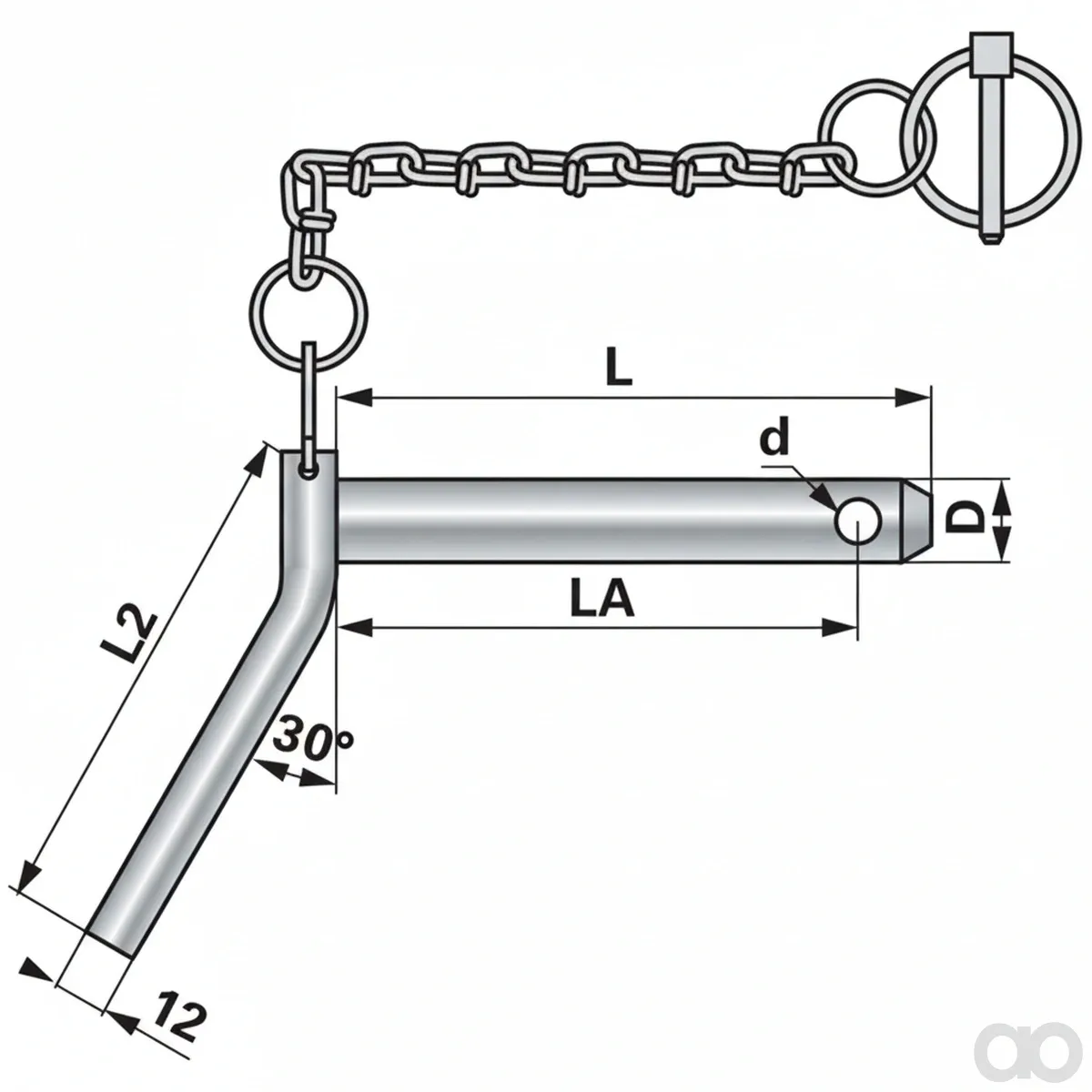 Prillinger - 00161888 - Bolt with Handle and Chain Diameter 3