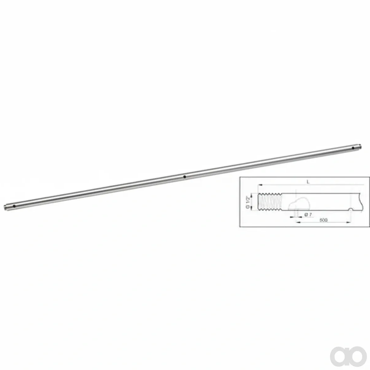 Prillinger - 00343505 - Niro Pre-Drilled Pipe 1/2 Inch