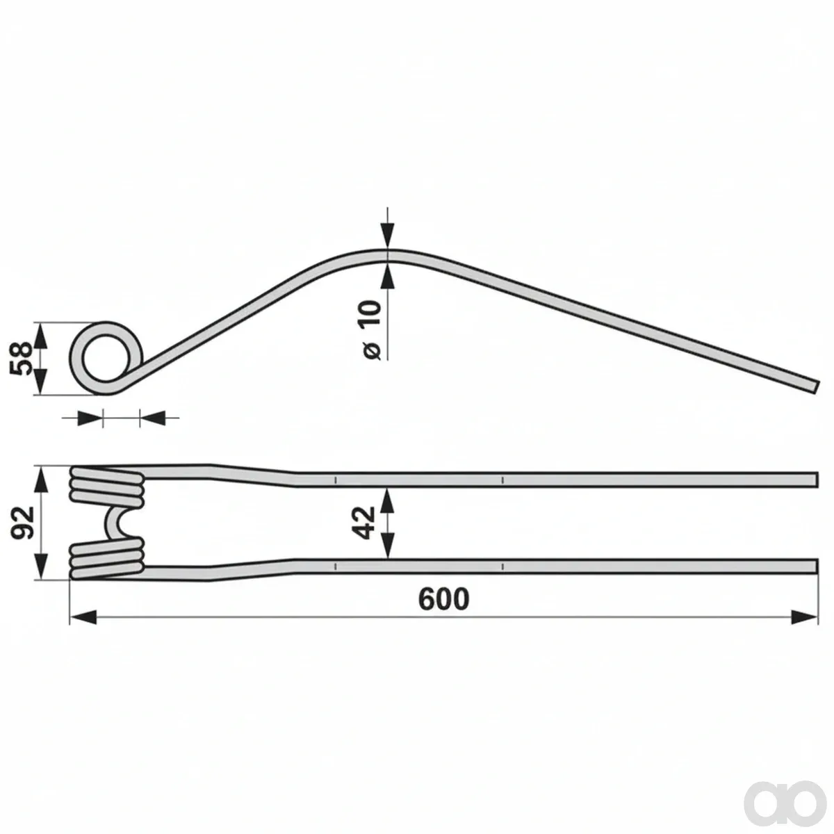 Prillinger - 00401414 - Rotor Swather Tine Instead