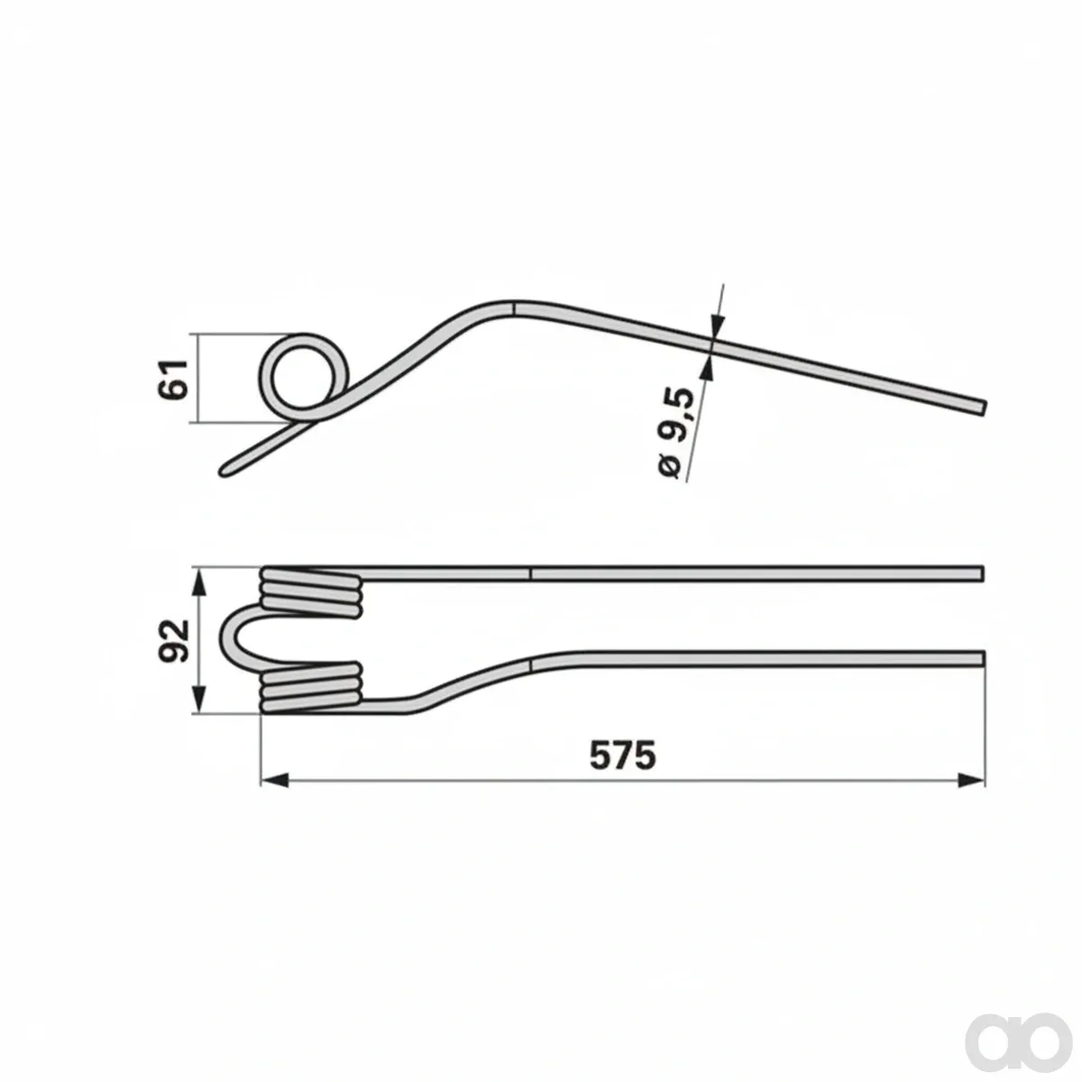 Prillinger - 00401501 - Rotor Swather Tine Outer Instead